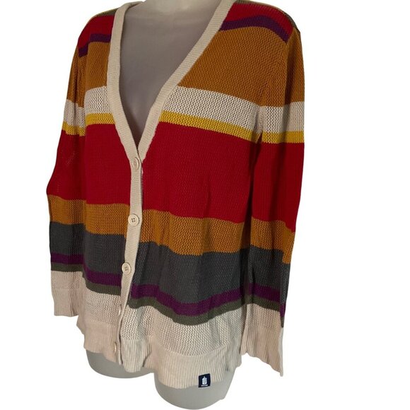 Hot Topic Doctor Who Forth Colorful Striped Cardigan Sweater knit  Button Front - Picture 4 of 12